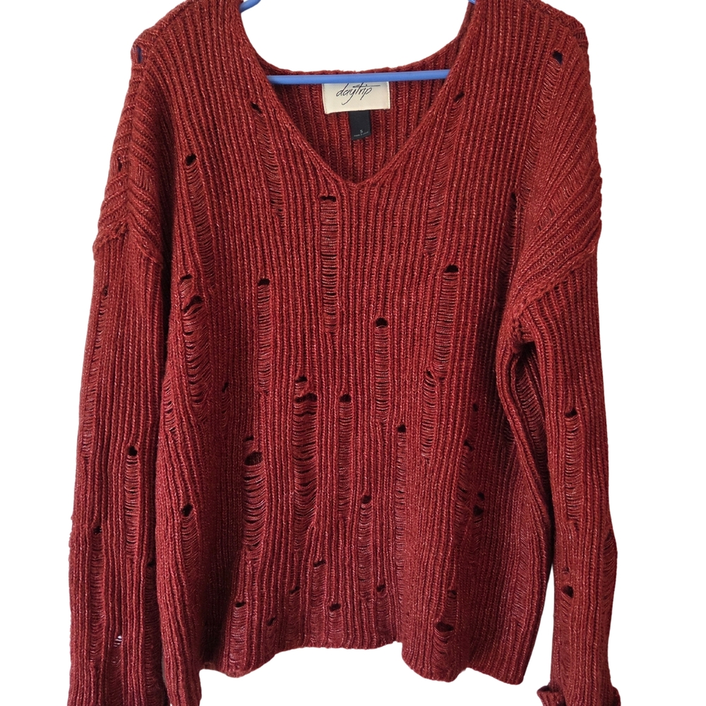 Daytrip Women's V-Neck Red Sweater Small